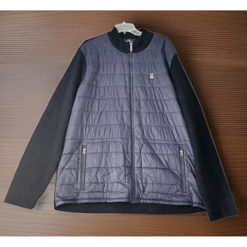 NWT Psycho Bunny Robert Godley Eglood‎ Puffer Jacket Wool Blend Hybrid Sweater